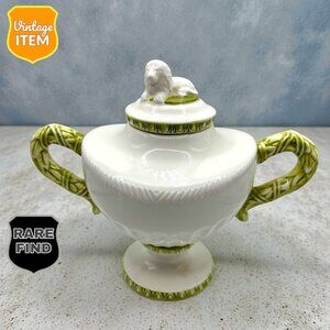Vintage 1980s Raymond Waites Porcelain Covered Lion Candy or Sugar Bowl. RARE!
